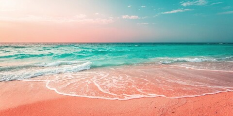 Gradient background with a mix of turquoise and coral hues creating a playful and energetic atmosphere, ocean-inspired, turquoise, beachy vibe
