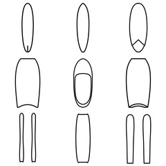 Minimalist Line Icon Ssurfing Board Set
