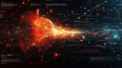 Fototapeta premium Dynamic energy burst abstract science art digital visualization studio concept