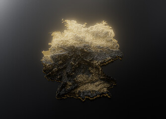 Obraz premium Germany Map Golden Metallic Texture Map Gold Reserves And Gold Mining Concept 3D Illustration