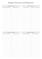 Budget Planner Pages and Planner Sheets Design Template for daily, weekly, monthly and annually Budget organizing routines and personal goals