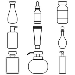 Minimalist Line Icon Various Bottle Shapes Set