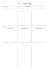 Marketing Planning Page Planner Sheets for Efficiently Organizing, Tracking, and Managing Marketing Activities, Campaigns, Strategies, Goals, and Performance Across Multiple Channels and Platforms Pag