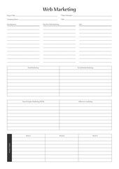 Marketing Planning Page Planner Sheets for Efficiently Organizing, Tracking, and Managing Marketing Activities, Campaigns, Strategies, Goals, and Performance Across Multiple Channels and Platforms Pag