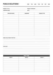 Marketing Planning Page Planner Sheets for Efficiently Organizing, Tracking, and Managing Marketing Activities, Campaigns, Strategies, Goals, and Performance Across Multiple Channels and Platforms Pag