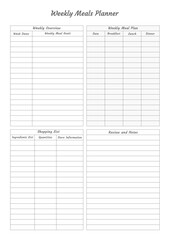 Comprehensive Meal Planning Sheets for Weekly, Monthly, and Daily Meal Prep, Grocery List Organization, Nutritional Tracking, and Healthy Eating Goals, Easy Printable Templates