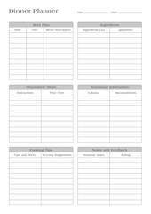 Comprehensive Meal Planning Sheets for Weekly, Monthly, and Daily Meal Prep, Grocery List Organization, Nutritional Tracking, and Healthy Eating Goals, Easy Printable Templates