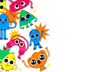 Whimsical Cartoon Characters in Bright Colors