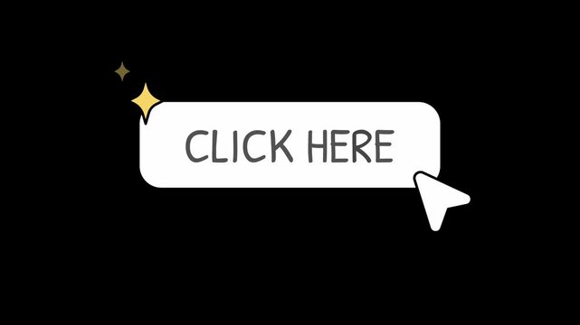 Click here mouse dragging animated footage looping in transparent background 