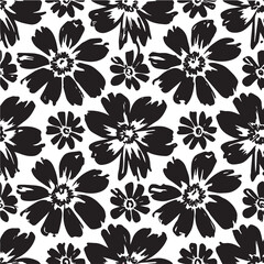 Fototapeta premium Silhouettes daisy Flowers pattern, Abstract botanical flower icon.vector botany floral design. 