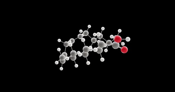 Linoleic acid molecule, rotating 3D model of omega-6, looped video on a black background