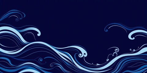 Fototapeta premium Navy blue abstract art with oceanic swirls, waveforms, ocean waves, navy blue background