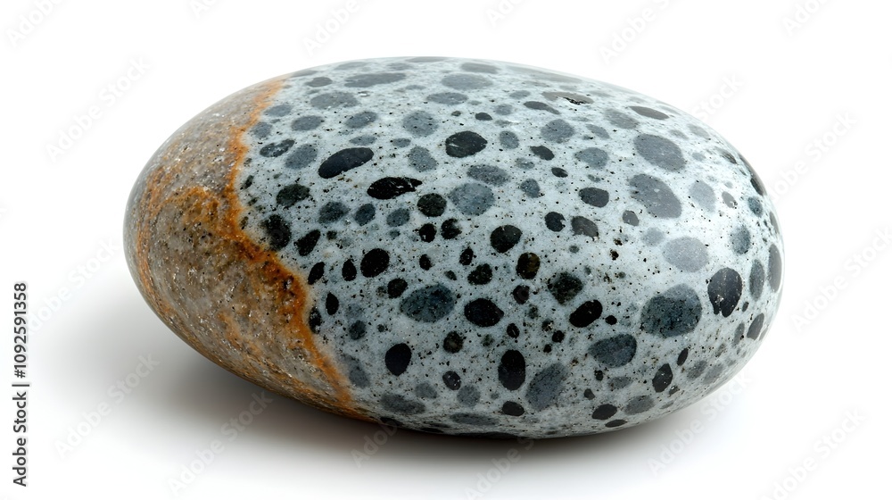 Poster close-up macro shot of a natural gray,beige,and earthy textured,cracked and weathered stone pebble o