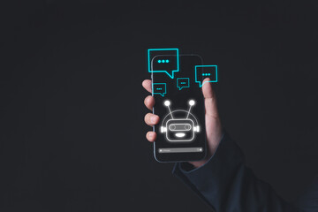 a virtual screen highlights user interactions with a robotic assistant, offering intelligent insights through advanced data analysis and tech innovation