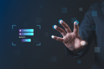 Explore the fusion of business and security as a virtual screen demonstrates user authentication, data encryption, and protection measures, ensuring safe login and personal information security