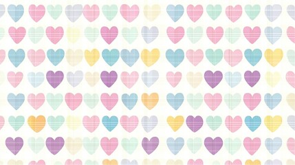A delightful seamless hearts pattern in pastel rainbow colors, combined with a colorful gingham tartan plaid design. Perfect for crafting Valentine Day or Easter gift wrap, dresses,