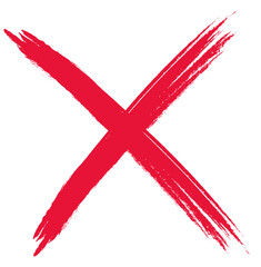 筆で書かれた赤いバツマーク