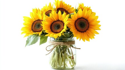 Obraz premium Vibrant Bouquet of Golden Sunflowers in a Jar