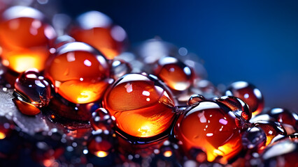 Close-up of a group of orange capsules on a dark background