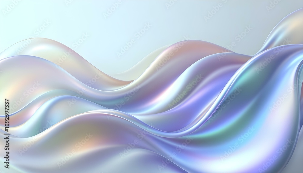 Poster abstract dark holographic iridescent neon background fluid liquid glass curved wave in motion 3d ren