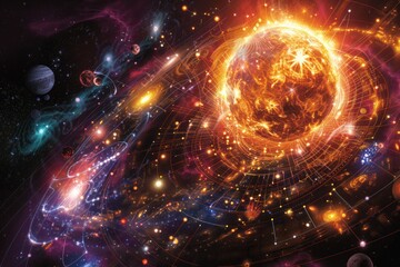 Obraz premium stellar evolution showing the life cycle of a star, space