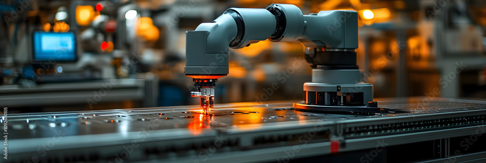 Leinwandbilder close-up view of a robotic arm performing precision manufacturing tasks in a high-tech industrial fa