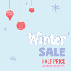 Winter sale banner template with s forest, sale design Vector illustration