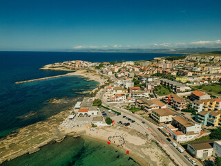 Fototapeta premium beautiful view of the balai promenade with its beautiful beaches, porto torres sardinia