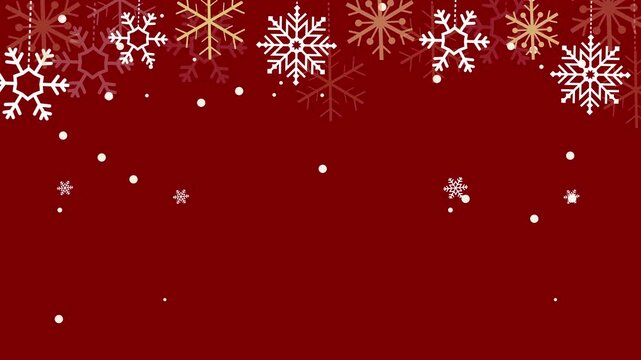 Festive Christmas red background with snowflakes, border design with copy space, motion graphic design 