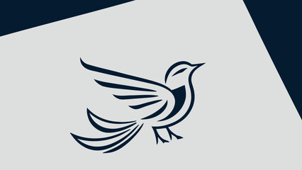 Minimalist Bird Illustration on Branch with Elegant Lines