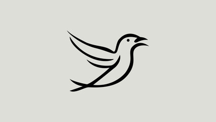 Minimalist Bird Illustration on Branch with Elegant Lines