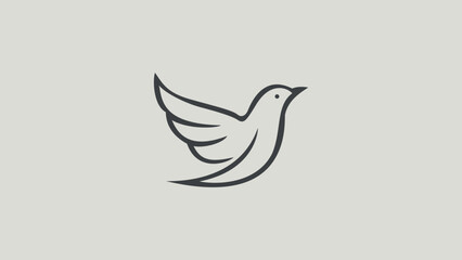 Minimalist Bird Illustration on Branch with Elegant Lines