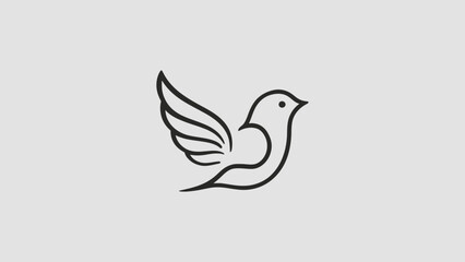 Obraz premium Minimalist Bird Illustration on Branch with Elegant Lines