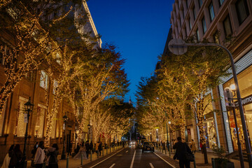 神戸の街がイルミネーションでキラキラ輝く１２月,神戸元町旧居留地にて撮影。 © Takamori Miyagishi 
