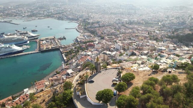 Drone view of the city of Kusadası in Turkey