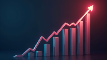 Illustration showcases a chart symbolizing growth and achievement with bold lines and vivid graphic elements