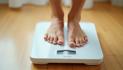 Woman's Feet on a White Digital Scale