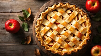 Golden Brown Apple Pie with Lattice Crust