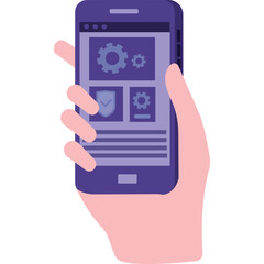 Mobile app development icon vector phone in hand