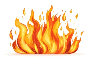 A Fiery Blaze of Orange and Yellow Flames Against a White Background
