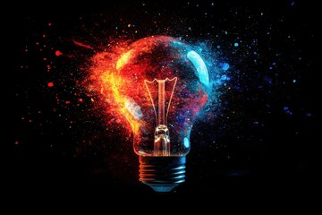 Colorful Light Bulb with Abstract Background