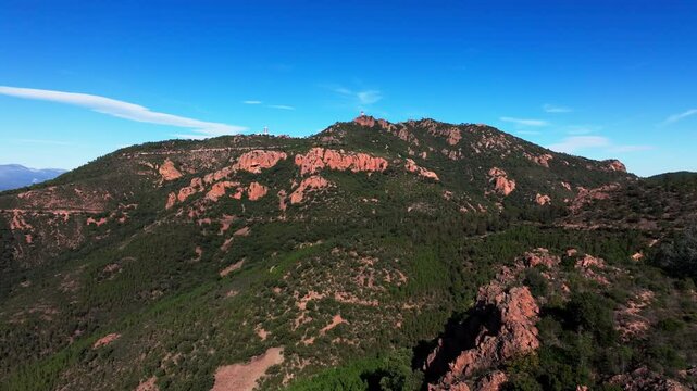 Drone view of the Massif of Esterel in Var in France