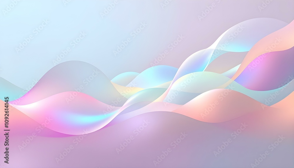 Poster abstract fluid iridescent holographic bright neon curved wave in motion colorful background 3d rende