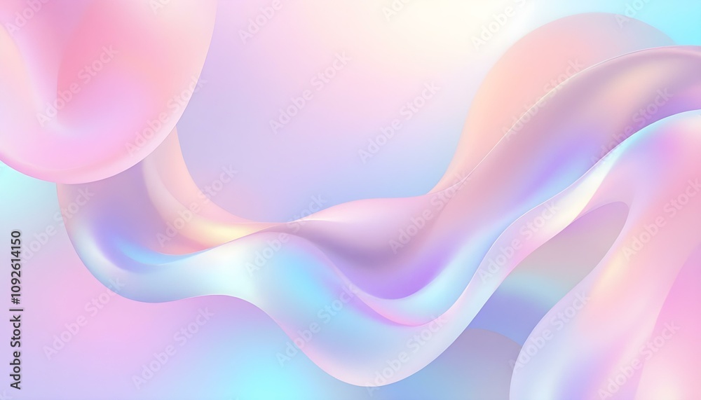 Poster abstract fluid iridescent holographic bright neon curved wave in motion colorful background 3d rende