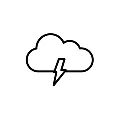 Cloud lightning icon linear logo isolated