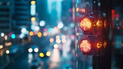 Urban Night Traffic Lights in Cityscape