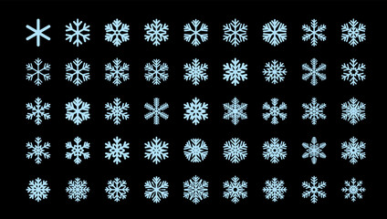 Vector Snowflakes icons. Blue Snowflake. Winter snow. Merry Christmas pattern