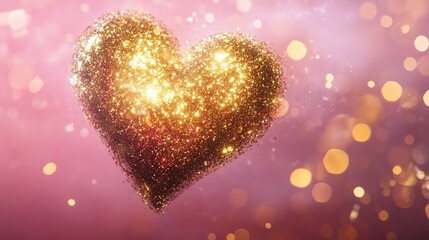 Obraz premium Glittering Heart with Sparkling Effects on Pink Background