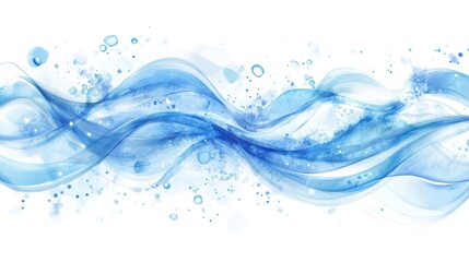 Abstract blue wave design with splashes, conveying fluidity and motion.