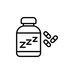 Sleeping pills icon linear logo isolated